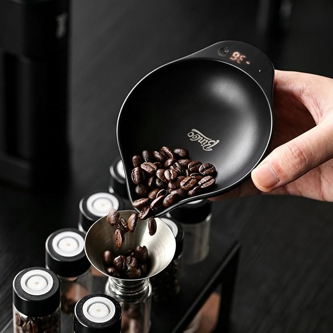 BINCOO Coffee Bean Scale Dosing Cup with LED Espresso&Coffee Scale with timer - Rechargeable，matcha scale Small Coffee Spray Bottle， Precision &Tea Scale & Perfect Coffee Lover Gift（Black）