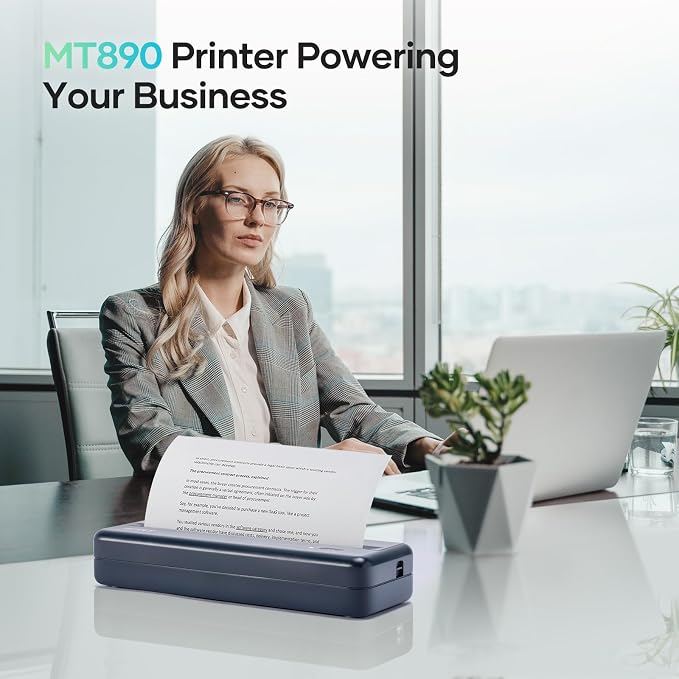 iDPRT MT890 Portable Wireless Printer with 5 Roll Paper