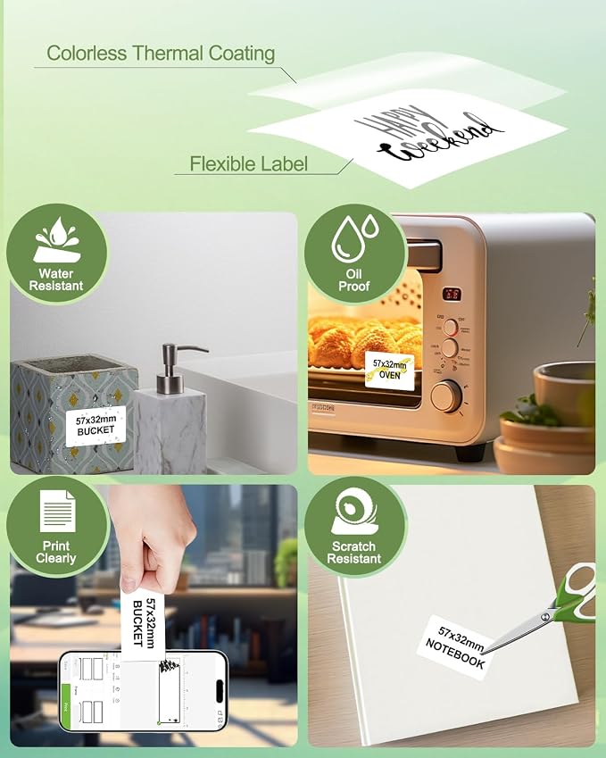 Phomemo M220 Label Maker & 4 Roll Label, 3.14 Inch Bluetooth Thermal Label Printer for Barcode, Address, Labeling, Mailing, File Folder Label, Easy to Use, Support Smartphone, Tablet&PC