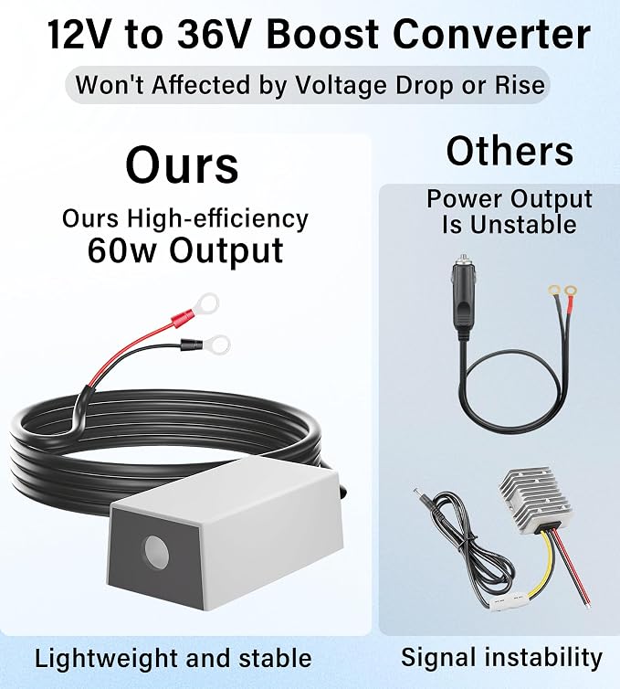 Starlink Mini Battery Adapter,12V-24V Input 36V/1.67A Output | Starlink Mini 12V Adapter,DC Power Supply Waterproof Voltage Regulator Cable for RV,Camper,Boat and Off-Grid Outdoor Setup