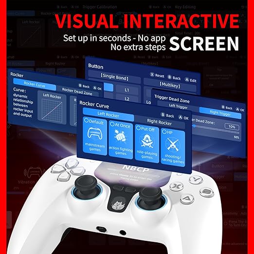 NBCP V6 Wireless PC Controller with Interactive Screen,Gyroscope Calibration & Joystick Drift Repair Function,for PC Windows 7,8,10,11/Android/iOS,Hall Effect Joystick & Trigger,Programmable,Turbo Function,5-Level Vibration Feedback,1000Hz Polling Rate...