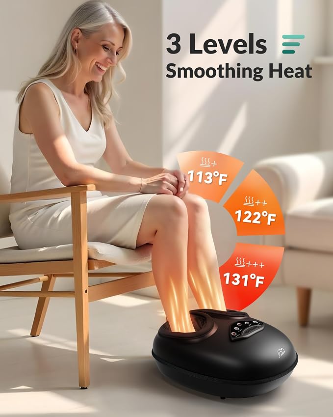 Snailax Foot Massager with Heat, FSA Eligible [2026] Upgraded Shiatsu Feet Massager Machine for Plantar Fasciitis Neuropathy, Rolling Compression HSA Foot Massage, Fits Size up to 14“, Gifts for Men