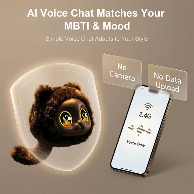 AI Interactive Plush Stuffed Animal Toy, Voice Responsive Learning Companion with Emotional Interaction, Soft Plush Talking Toy for 14+Teens and Family Companionship, Thoughtful Gift for Loved Ones
