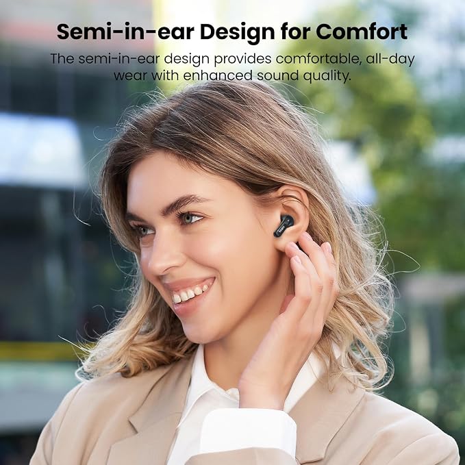 TOZO T21 Wireless Earbuds Bluetooth 5.3 in Ear Headphones Dual Mic Call Noise Cancelling IPX8 Waterproof 44H Playback Stereo Sound with LED Display Wireless Charging Case 32 EQs via APP Black