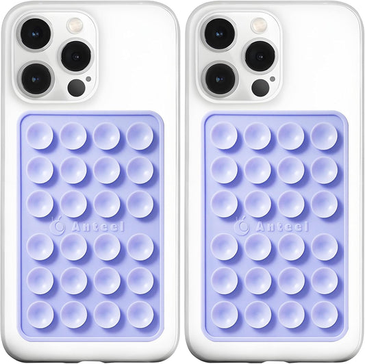 Anteel MAX Silicone Suction Phone Case Adhesive Mount, Upgraded Super Strong Grip, Durable, Easy to Use, Hands-Free Sticky Phone Holder for Selfies, Tiktok Videos, 2.56"x3.94" (LPE&LPE)