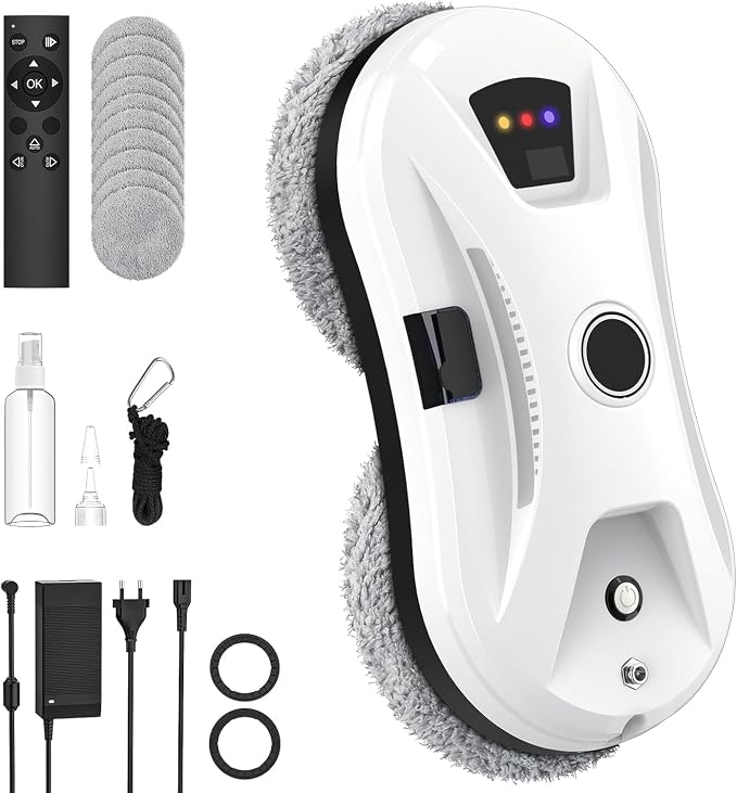 Window Cleaning Robot, Window Cleaner Robot Auto Spray, Automatic Cleaning with Intelligent Path Planning, 5600Pa Suction Power, Edge Detection Technology, Remote Control