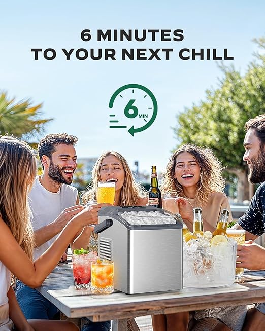 Silonn Countertop Ice Maker, 26 lbs/Day Fast Ice in 6 Mins, Self-Cleaning Compact Ice Machine for Home Kitchen Office Parties, Black