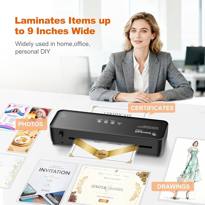 Bonsaii Laminator, 9 Inch 4 in-1 Thermal Laminator Machine Never Jam Technology with 40 Laminting Sheets, Paper Cutter, Corner Rounder for Home Office School Business