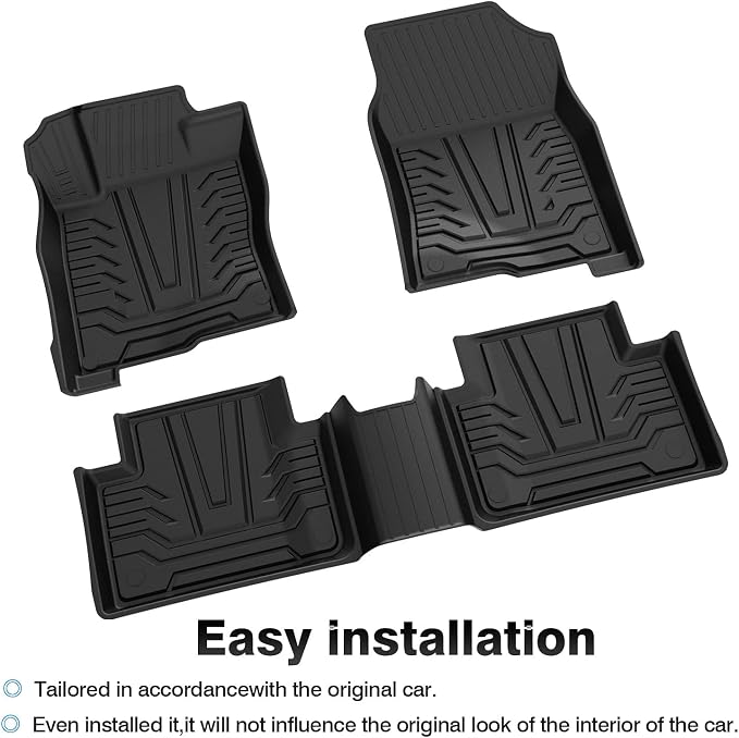 T TGBROS Floor Mats for Honda Civic 2016-2021 Coupe/Hatchback/Sedan,Custom Fit Civic All Weather Floor Mat Liners,TPE 3D Carpet Mat Civic Interior Accessories,1st & 2nd Row Liners, Black