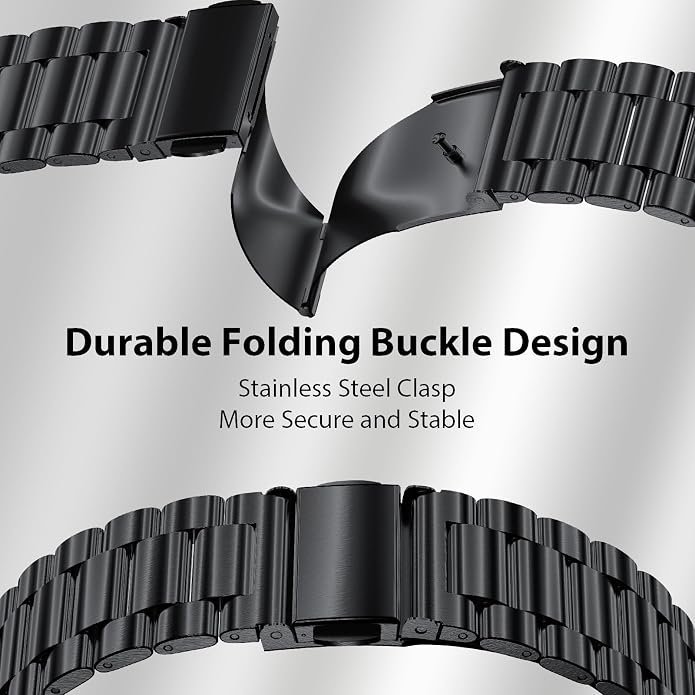 Stainless Steel Metal Band Compatible Samsung Galaxy Watch Ultra 47mm(2025 2024) with Case,Replacement Business 22mm Strap for Galaxy Watch 7 8 Ultra for Men (black+silver)