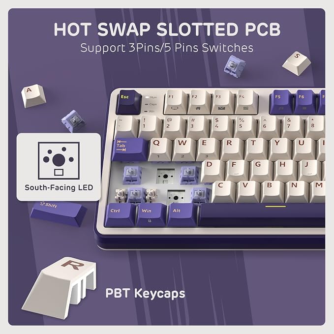 RK ROYAL KLUDGE S98 Mechanical Keyboard w/Smart Display & Knob, 96% RGB Wireless Gaming Keyboard BT/2.4G/USB-C, Hot Swappable Custom Keyboards, Software Support, Silent Computer Gaming Keyboard