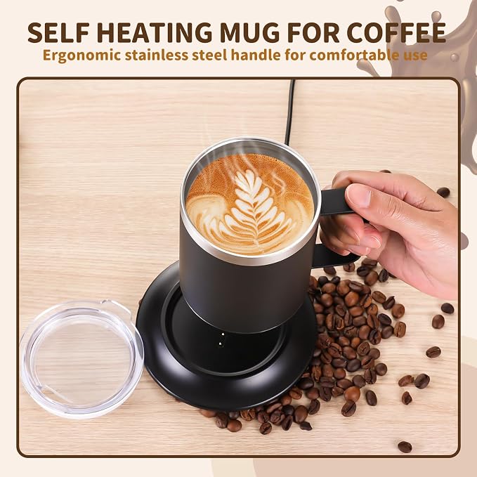 Birthday Gifts for Dad Husband Brother Friend, 12oz Heated Coffee Mug with Glowing Warmer Set,Funny Valentines