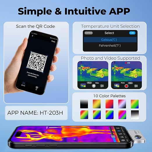 Thermal Camera for Android USB-C, 512x384 Super Resolution with Macro Lens, NeoTamarix 256x192 IR Resolution Thermal Imager, 5°F to 1022°F, Work for Home Industrial PCB Inspection(NOT for iOS)