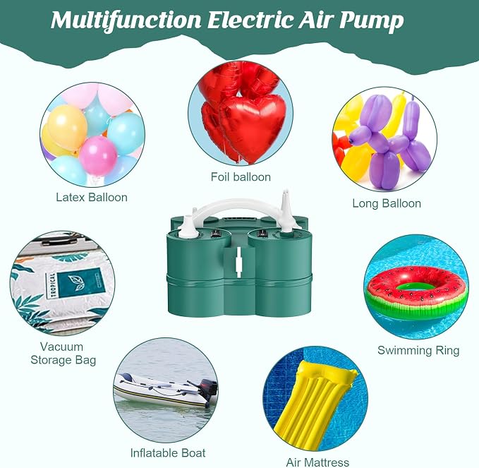 IDAODAN Electric Balloon Pump, Portable Electric Balloon Blower Machine Inflator Air Pump for Party Decorations
