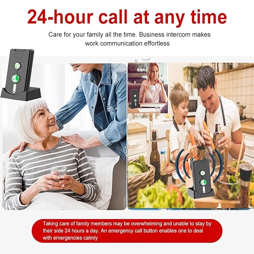 2 Way Wireless Intercom System for Home, 1/2 Mile, Full Duplex 2-Way Radio Hands Free, Rechargeable, 120H Standby,Volume Control - Room to Room, Elderly Care, Indoor Outdoor,Use for Business, Offices