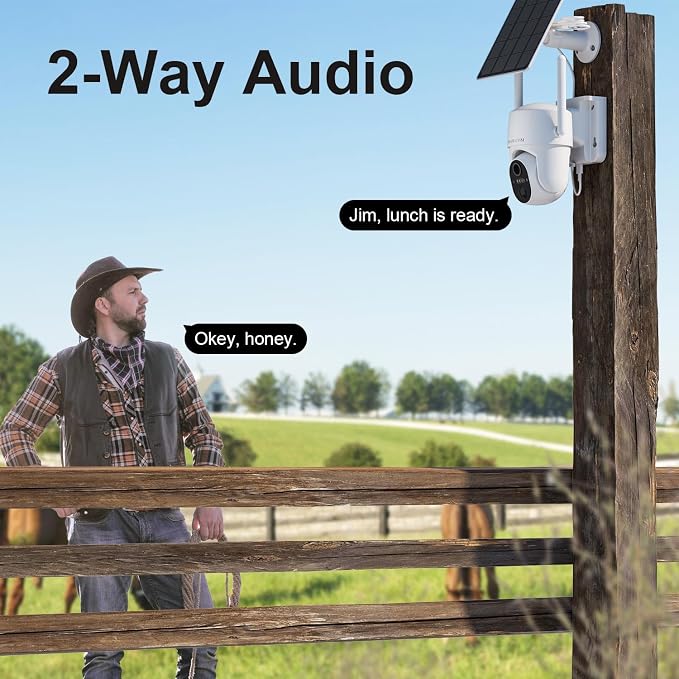 4G LTE Cellular Solar Security Camera Wireless Outdoor, Free Cloud Storage, No WiFi Security Camera, Off Grid 2K Color Night Vision, 360° Live View, Built-in SIM Card for Barn Farm Jobsite (2 PCS)
