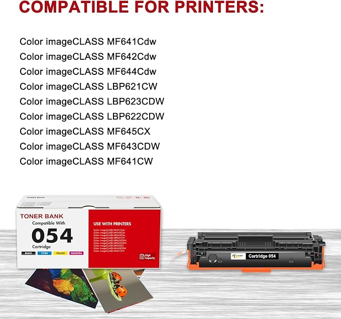 054 Toner Cartridge Set 054H MF644Cdw MF642Cdw Compatible for Canon 054 054H CRG-054 Color ImageCLASS MF644Cdw MF642Cdw LBP622Cdw MF641Cw MF640C LBP620C Printer Ink (Black Cyan Magenta Yellow, 4-Pack)