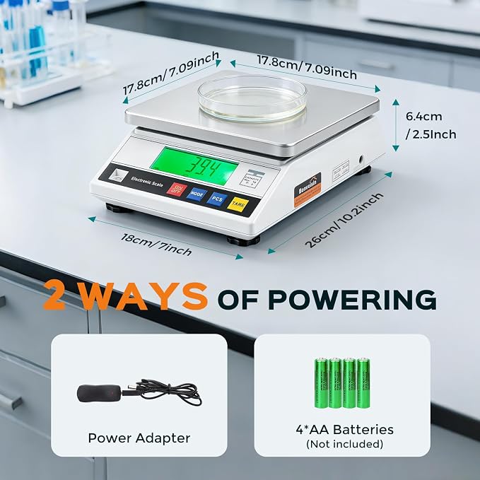 Bonvoisin Lab Scale 10kgx0.1g Counting Scale Digital Analytical Balance Accurate Electronic Scale CE Certification Laboratory Balance Precision Scale Jewelry Gold Scale (10kg, 0.1g)
