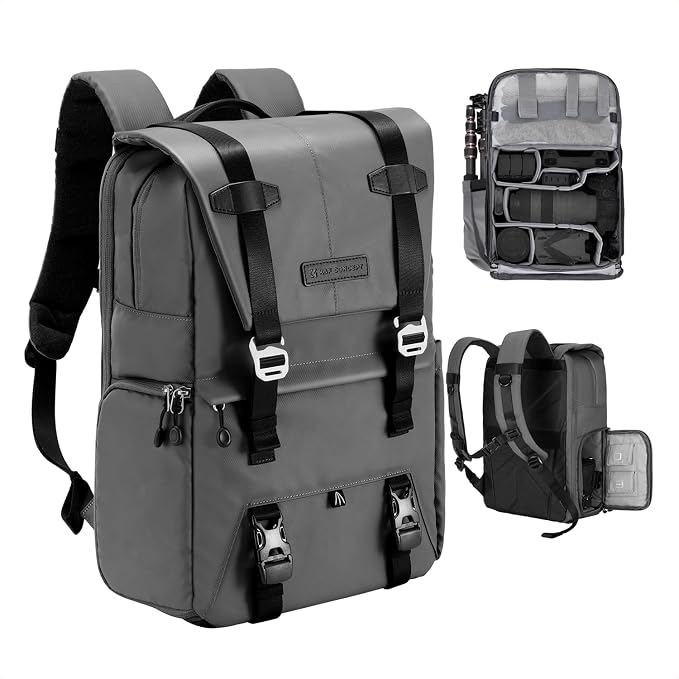K&F CONCEPT Camera Backpack, Camera Bags for Photographers Large Capacity Camera Case with Raincover,15-15.6 Inch Laptop Compartment Compatible for Canon/Nikon/Sony/DJI Mavic Drone