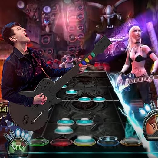 NBCP PC Guitar Hero Controller, Wireless PS3 Guitar Hero with Dongle for PC/PlayStation 3, Compatible with Guitar Hero, Rock Band, Clone Hero & Fortnite Festival - Black