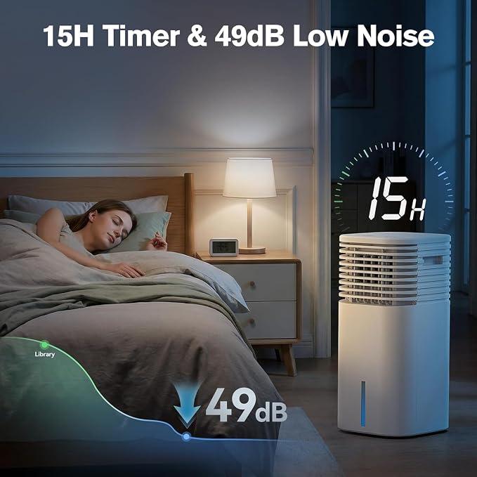 3-IN-1 Portable AC Unit with Remote, 24" Windowless Portable Air Conditioner, 15H Timer & 120°Oscillation, 2-Gal Tank, 3 Modes & 3 Speeds, Ultra-Quiet Ventless Swamp Cooler for Home Office, White