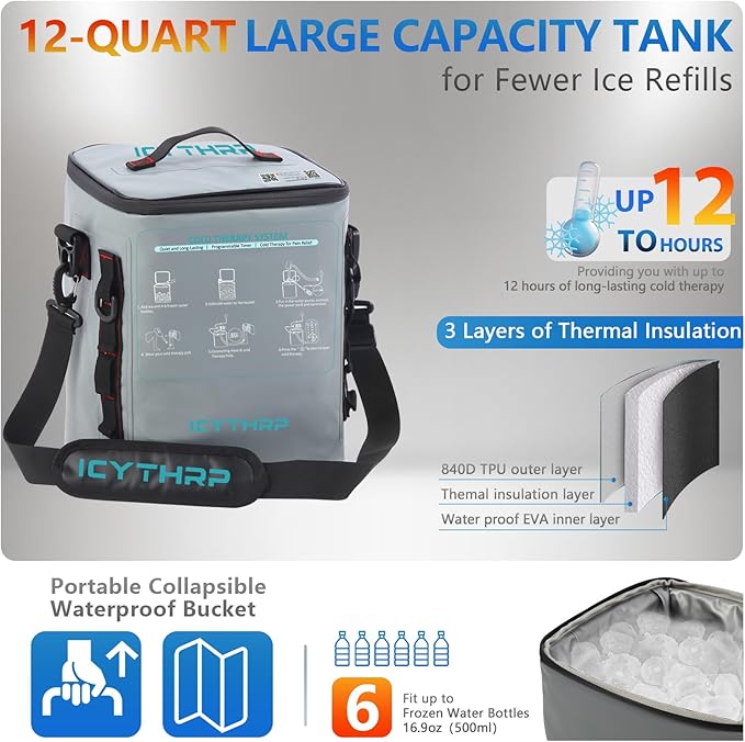 ICYTHRP Cold Therapy Machine with Programmable Timer, FSA Eligible HSA, Portable Ice Machine for Knee After Surgery, Knee Replacement Recovery System for Pain Relief with Universal Pad