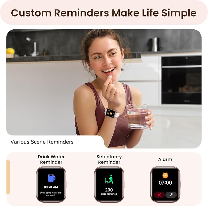 Smart Watches for Women, Womens Smart Watch for iPhone & Android & Samsung, Smartwatch with Call & Alexa, Sleep,Heart Rate,Pressure,SpO2 Monitor & Cycle Tracking, 100+ Sports Modes Fitness Watch-Pink