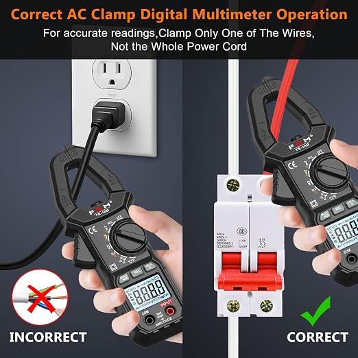 FKM Clamp Meter,TRMS 6000 Counts 600 Amp Digital Clamp Multimeter Voltage Tester,Auto-ranging Volt Meter,for AC/DC Voltage,AC Current,NCV,Capacitance,Resistance,Continuity,Hz/Duty Cycle,Diode,TempTest