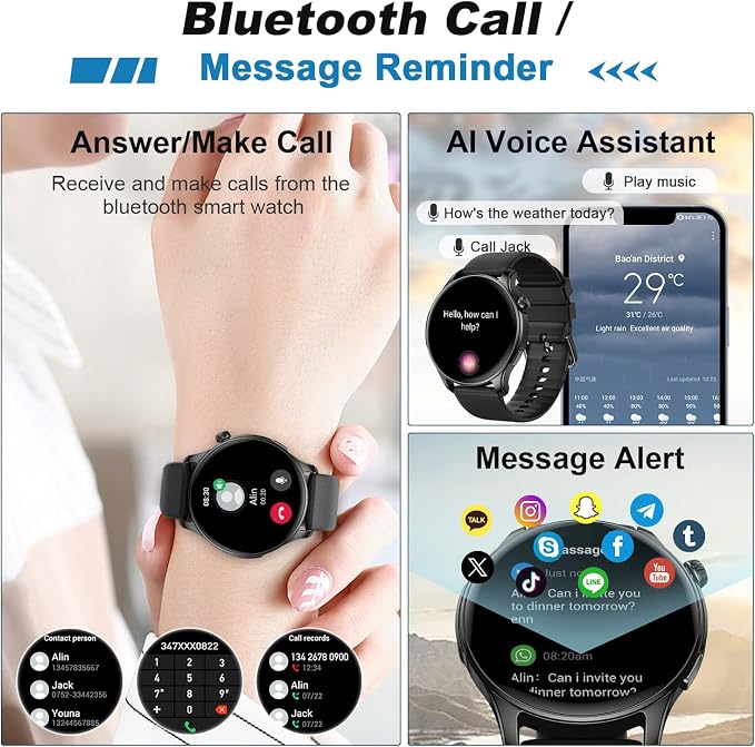 Smart Watch for Men Women Fitness: Waterproof Make Answer Call Digital Mens Watches Running Pedometer Step Tracker Smartwatch Android Phone iPhone Samsung Compatible Sleep SpO2 Heart Rate Monitor