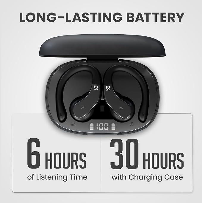 Back Bay Audio - Runner Wireless Earbuds for Running, Workout Wrap Around Earbuds Bluetooth Headphones for Sports, Around The Ear Wireless Bluetooth Running Headphones, Hook Over Earphones Earhooks