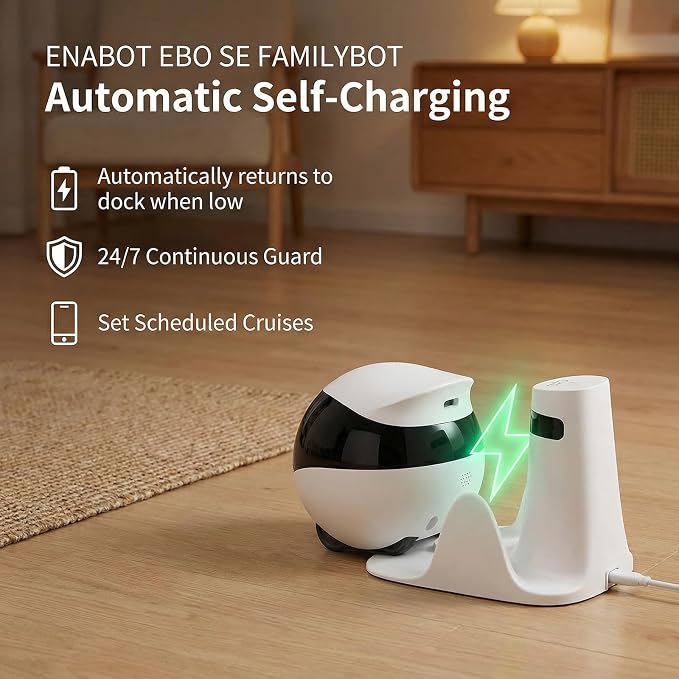 Enabot EBO SE FamilyBot Pet Camera Robot - 1080P HD Indoor Movable Home Security Camera with Auto-Recharge, Night Vision, 2-Way Talk, Local Storage, APP Control,Motion Detection for Dog/Cat Monitoring