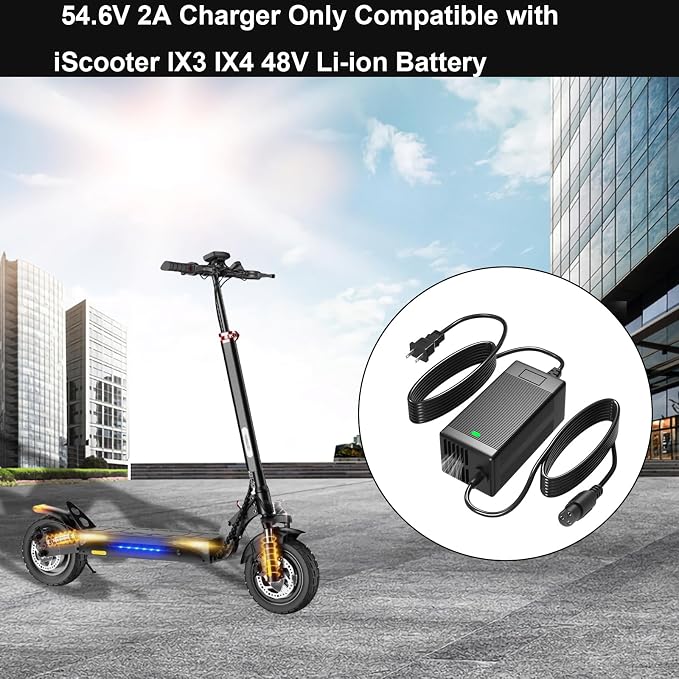 54.6V Charger for iScooter 48V Li-ion Battery Compatible with iScooter IX3 IX4 48V Battery Power Adapter Cord