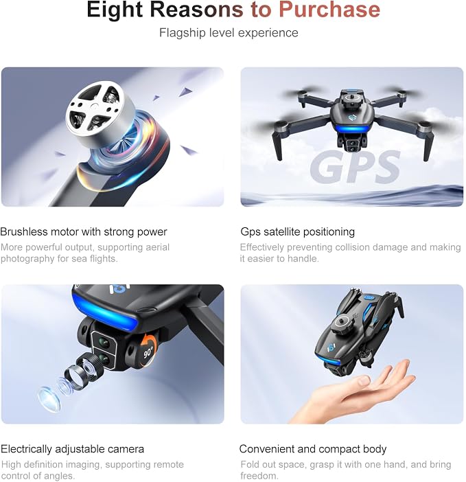 ikaufen S181 Drone with Camera for Adults GPS RC Drone With 4K HD Dual Camera WiFi FPV Foldable Quadcopter Aircraft +2 Battery (S181 No screen control+ 2 Battery)