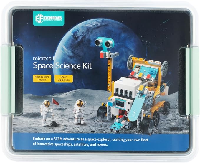 ELECFREAKS Micro:bit Space Kit with Nezha Pro Expansion Board 8+ Space Learning Projects,microbit Starter Planet X Sensors Kit with Closed Loop Motor(Without Micro:bit)