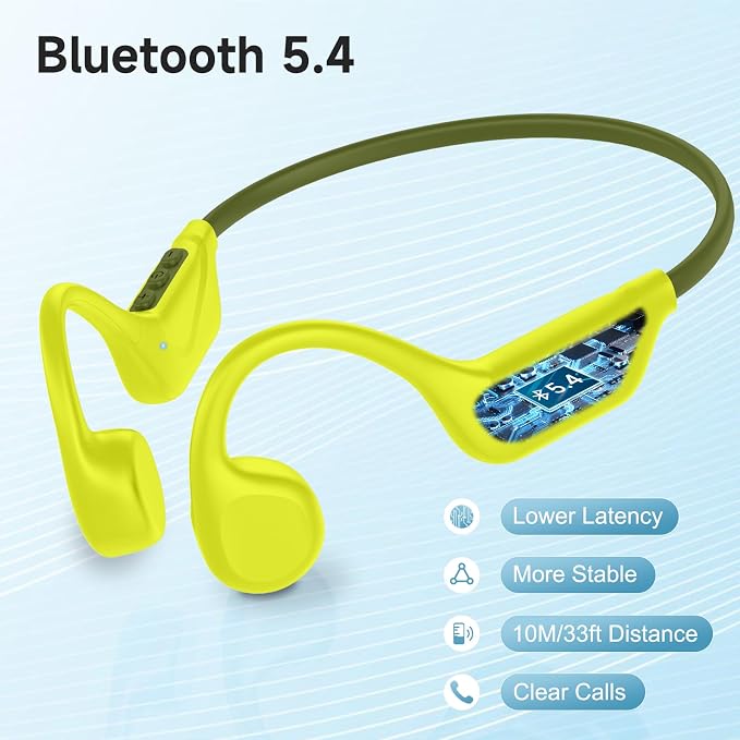LOBKIN Bone Conduction Headphones Bluetooth 5.4, Open Ear Headphones with Mic, Wireless, 10H Playtime, IPX5 Waterproof Sports Headphones (Yellow)