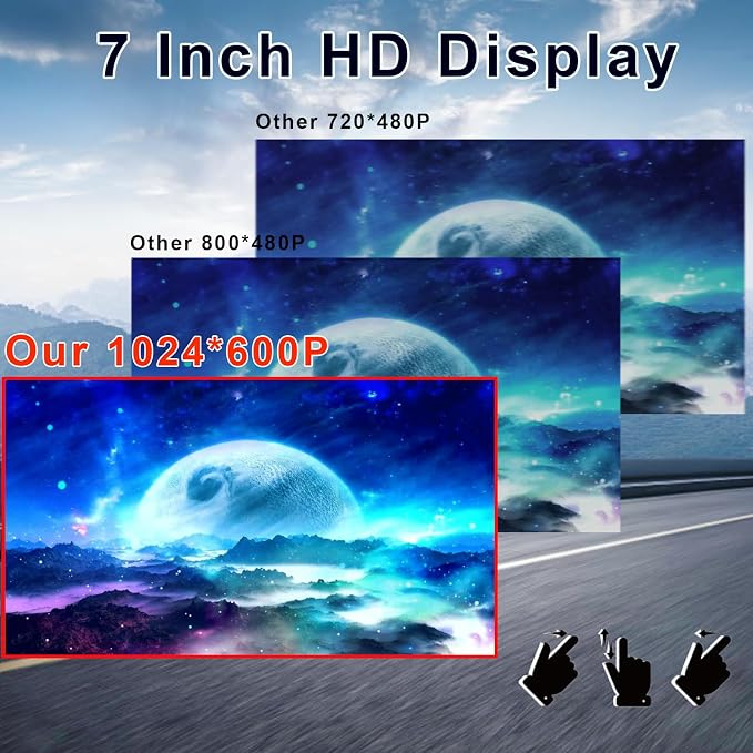 Wireless 7 inch Double Din Car Stereo with Apple Carplay,Car FM Radio | Bluetooth 5.1,Backup Camera,HD IPS 1024 * 600 Touch Screen,Mirror Lin,Build-in Mic/USB/AUX/Android Auto/SWC/Audio