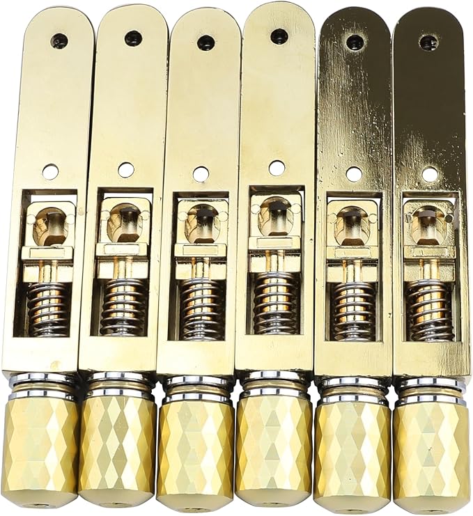 Pack of 6 Individual Single Tubular Fixed Bridge 6 String Electric Bass Bridge for Headless 6-string Bass Replacement Parts Gold