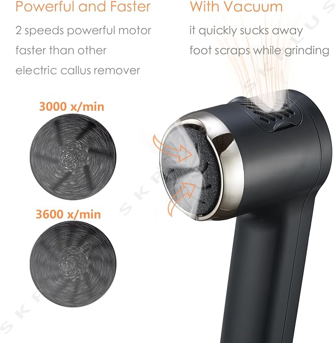 Electric Callus Remover with Dander Vacuum for Feet, Portable 36 in 1 Pedicure Kit Foot File Callus Remover, Waterproof Rechargeable Scrubber Dead Skin Remover with 3 Heads&LCD Display