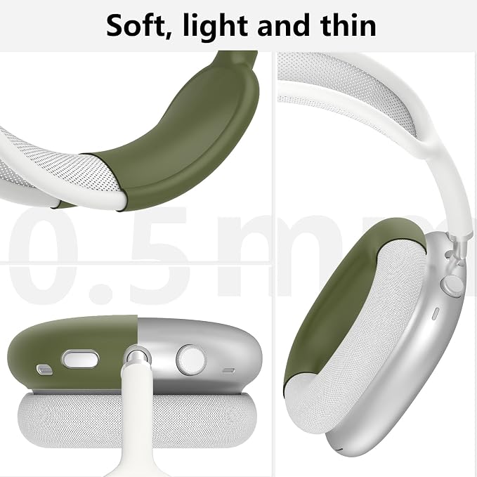Silicone Case Cover for AirPods Max Headphones,Ear Pad Case Cover/Ear Cups Cover/Headband Cover for AirPods Max 2/1 (2026/2024/2020)(USB-C/Lightning),Accessories for Apple AirPod Max 2, Military Green