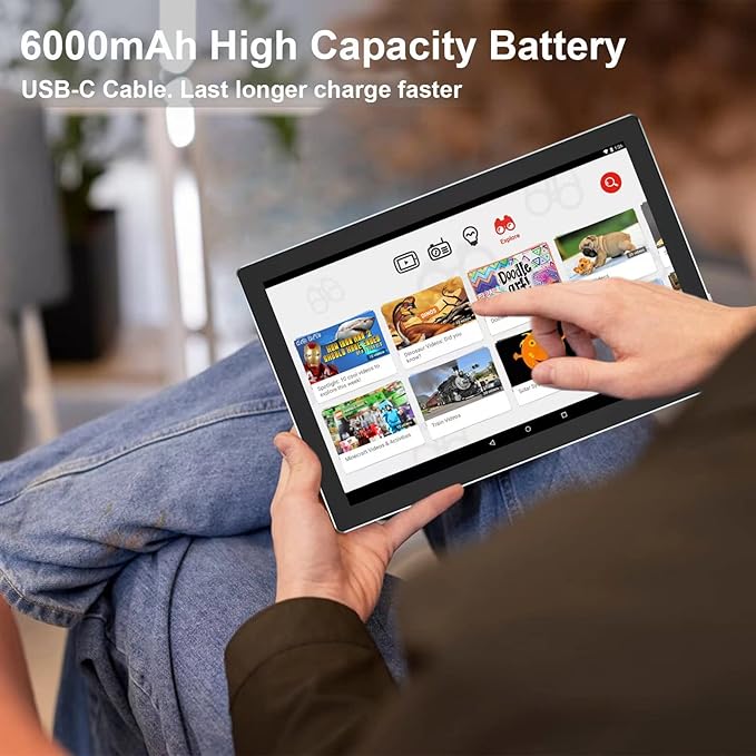 Android 14 Tablet 2 in 1 Tablets 10 Inch Tablet with Keyboard Mouse Case Protective Stylus 10.1" Tab 8GB+64GB Support 1TB Expansion 2MP+8MP Dual Camera 6000mAh Battery Bluetooth WIFI-6 Android Tableta