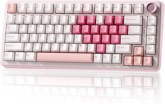 YUNZII B75 PRO Wireless Mechanical Keyboard,75% Layout with Knob,Hot Swap Gasket Structure,Creamy Pre-lubed Switches,RGB Backlit,Bluetooth/Type-C/2.4G for Win/Mac (White, Cocoa Cream V2 Switch)