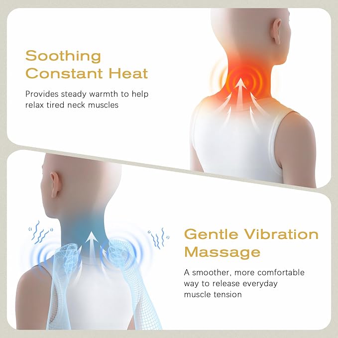 3-in-1 Neck Massager Pillow for Pain Relief, Neck Massager with Heat and Cervical Traction, Deep Tissue Massage Pillow for Shoulder & Back Comfort, Ergonomic Design for Men and Women (Deep Gray)