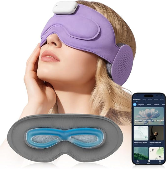 SmartSleep AI Sleep Mask with Bluetooth Headphones for Women - 2-in-1 Wireless Eye Mask & Sleep Headphones, Hot/Cold Therapy, Sleep Tracker App, 400mAh, Thoughtful Gift for Her Birthday, Mother's Day