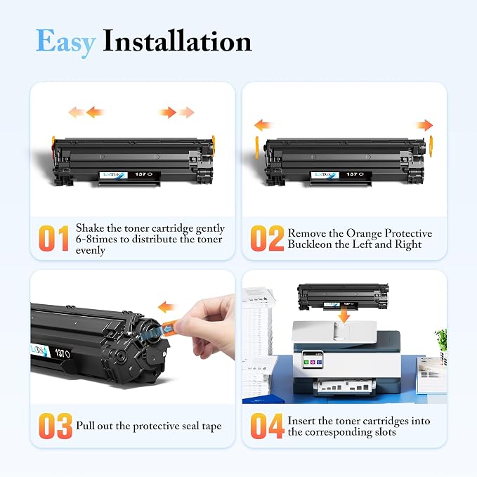 LxTek Compatible Toner Cartridge Replacement for Canon 137 Toner Cartridge CRG137 CRG 137 to use with ImageClass D570 MF236n MF232w MF216n MF244dw MF242dw MF232w(4 Pack, Black)