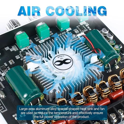 ZK-AS21 TPA3255 Bluetooth 5.1 Power Amplifier Board HiFi 2.1 Channel 220Wx2+350W Digital Audio Receiver AMP Board with Treble and Bass Control for DIY Speakers