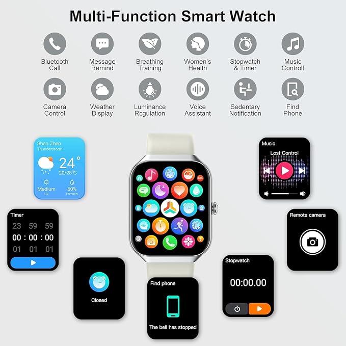 Smart Watch 2026 NEW 1.91" Smartwatch for Men Women(Answer/Make Call),Fitness Watch with 110+ Sport Modes, Reloj Inteligente with Sleep Monitor/Heart Rate/Step/Calories/IP68,for Android iOS, Beige
