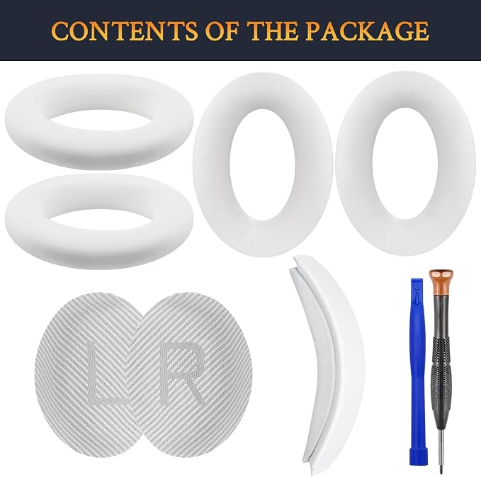 SOULWIT Replacement Kit for Bose QuietComfort QC35/QC35 ii Over-Ear Headphones, Ear Pads Cushions + Headband + Silicone Earpads Cover Protector - White