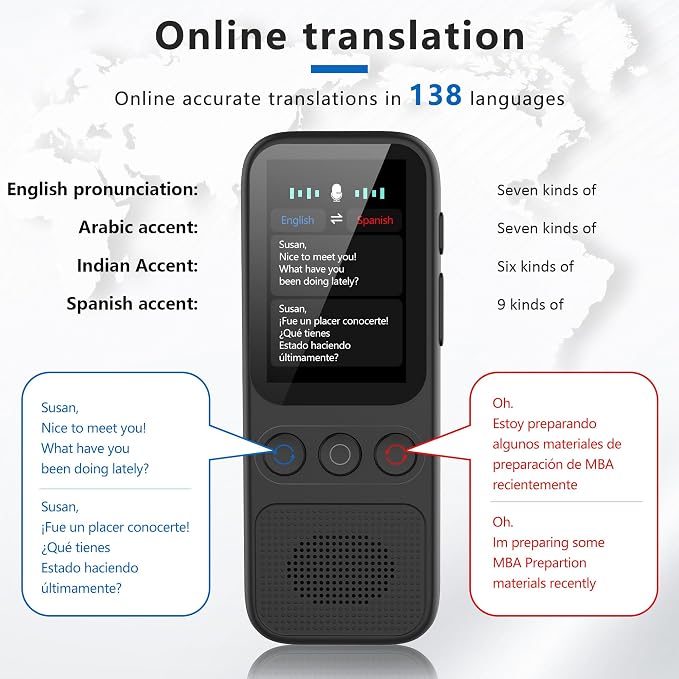 Language Translator Device, 138 Languages Supported, Instant Offline Language Translator Device, Voice Translator Offline, Portable Two-Way Real-Time Language Translator for Travel Business Learning