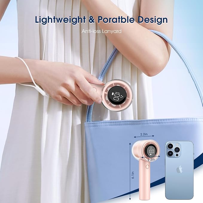 1-100 Speed Portable Handheld Turbo Fan, 【15000RPM】Ultra High-speed,Personal Hand Held Travel Fans,5000mAh Battery Rechargeable Mini Fans,Digital Display,Small Pocket Fan for Summer Essential Gift