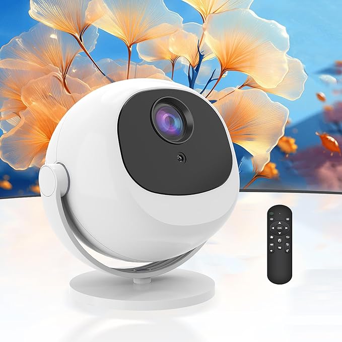 Mini Native 1080P Projector, 4K Support with WiFi6 and BT 5.2, Built-in Apps Full HD Outdoor Projector, Auto Keystone compatible with Cell, PC, Fire Stick, PS5 for Home Bedroom, White